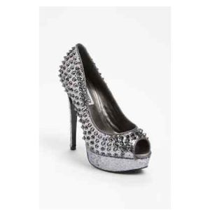 Steve Madden Awwsome Pewter Studded Platform Heels